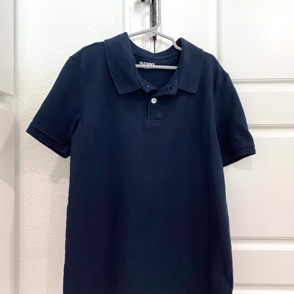 Old Navy Boys Navy Blue Polo Shirt Size L 10-12 School Uniform Preppy Classic